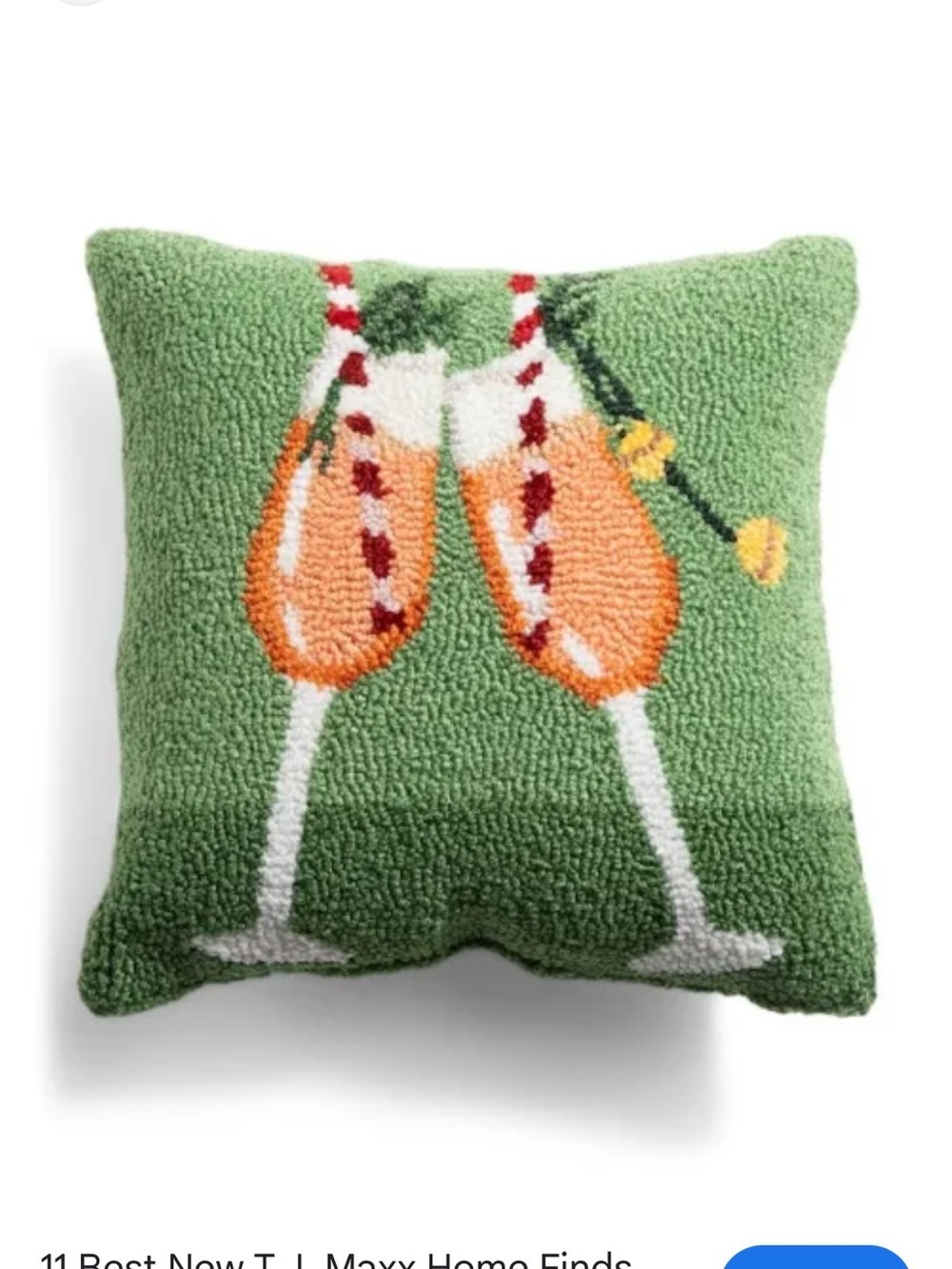 Green Holiday Pillow with Toasting Champagne Glasses - Picture 6 of 6